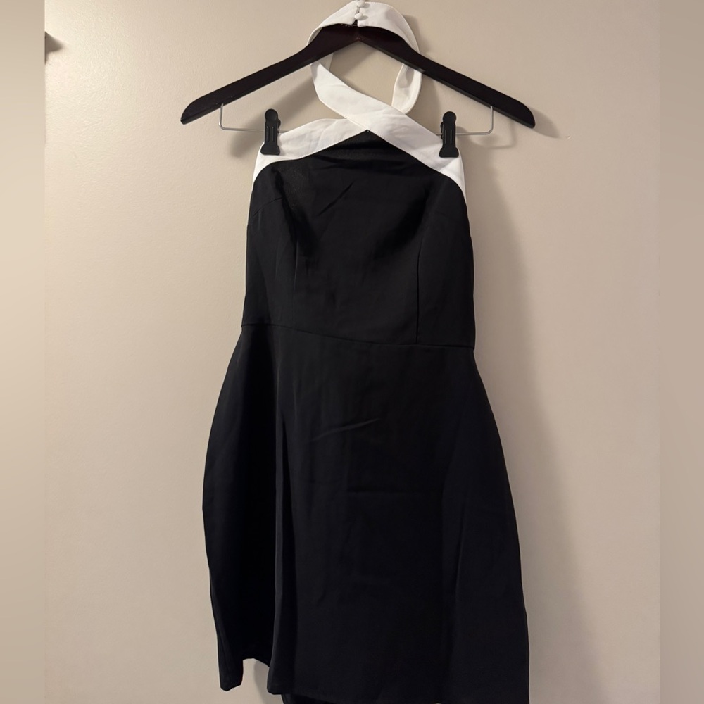 Superdown Brielle Cross Front Dress in Black & White - Picture 2 of 4